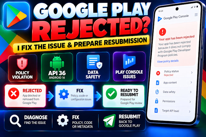 fix google play console app rejection policy violation android publish