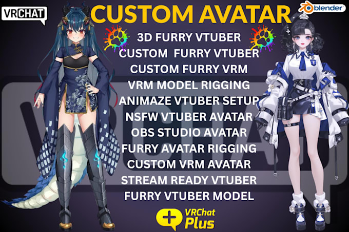 make furry vtuber model, vrchat nsfw avatar,vrm 3d model, animaze vseeface setup
