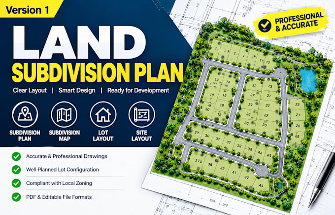 design a professional land subdivision plan, lot layout and subdivision map