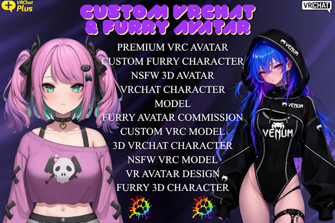 do nsfw vtuber commission, anime vrchat model, vrm rigging, obs studio vseeface