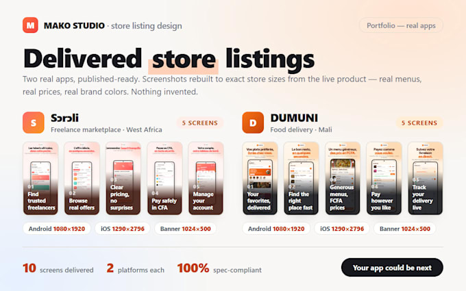 design app store and google play screenshots