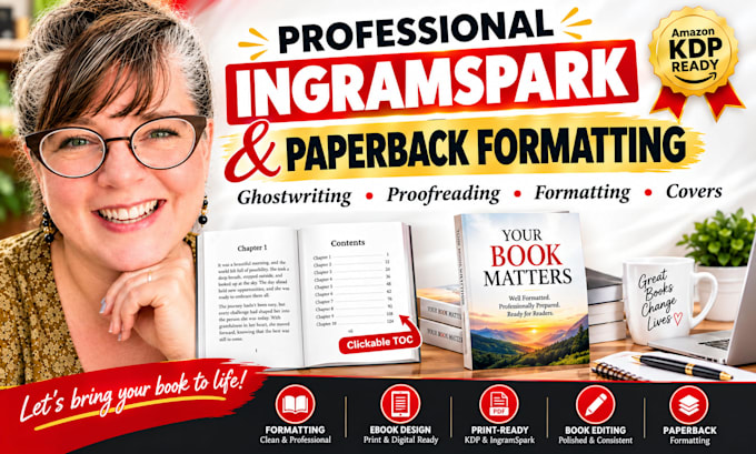 do ingramspark paperback formatting clickable toc book editing for amazon kdp