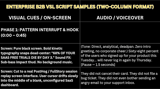 write a high converting vsl script for b2b saas and tech