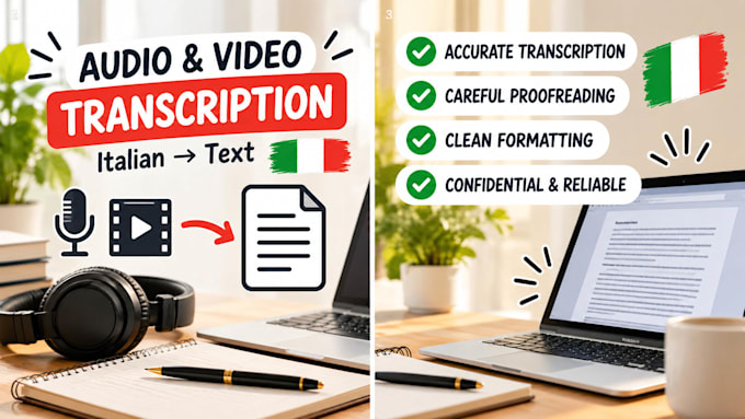 accurately transcribe italian audio e video