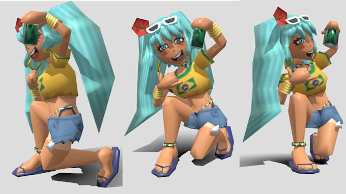 create ps1 ps2 psx low poly 3d characters for your game