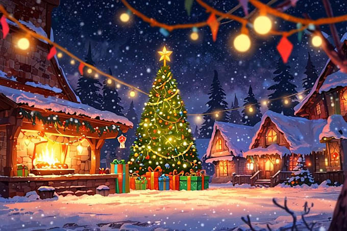 create a beautiful winter with a cozy christmas house