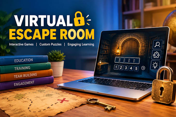 create a virtual escape room, interactive online game and custom puzzles