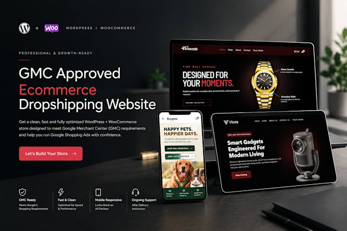 create a gmc approved ecommerce dropshipping website
