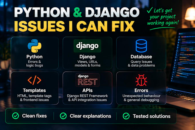 fix bugs and errors in your python or django code