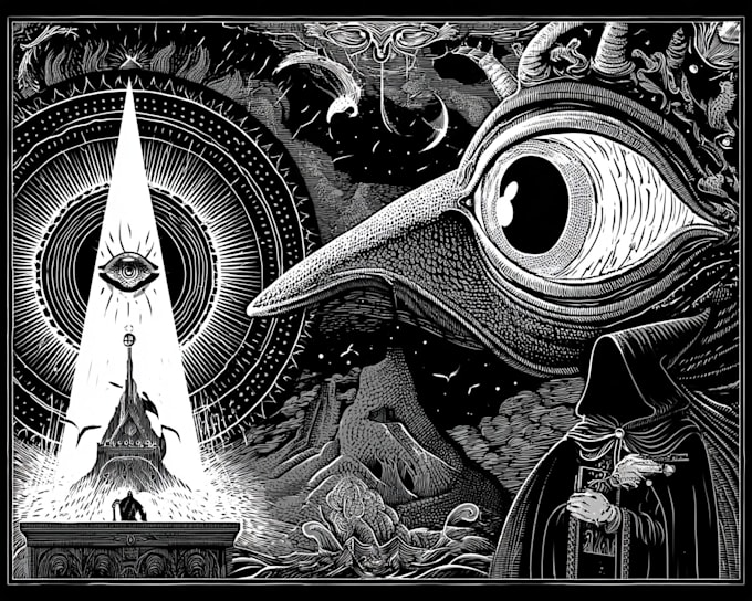 create a true woodcut or linocut illustration
