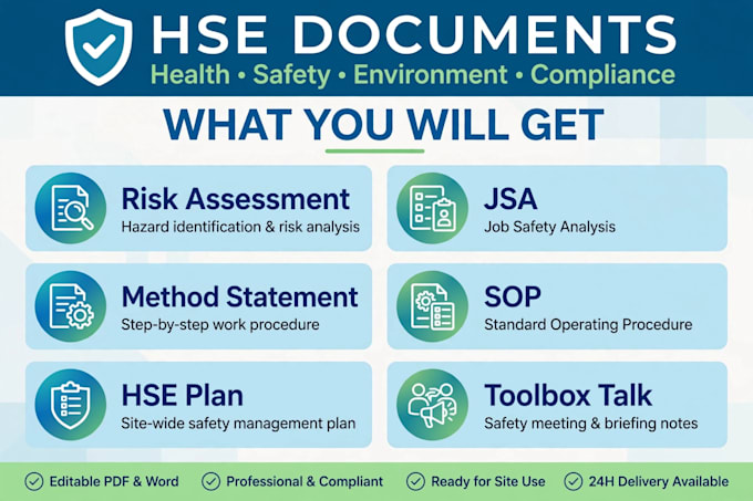 create hse documents, risk assessment and jsa reports