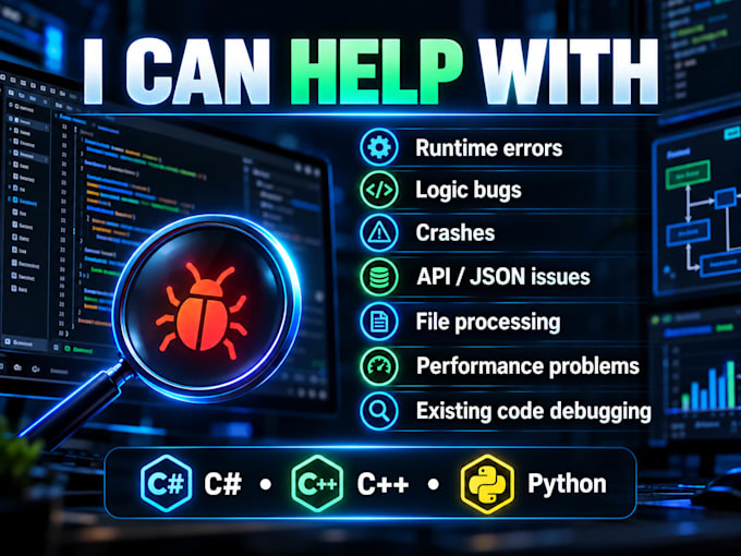 fix csharp cplusplus or python bugs and programming issues