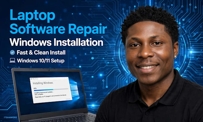 repair laptop software, install windows and troubleshoot