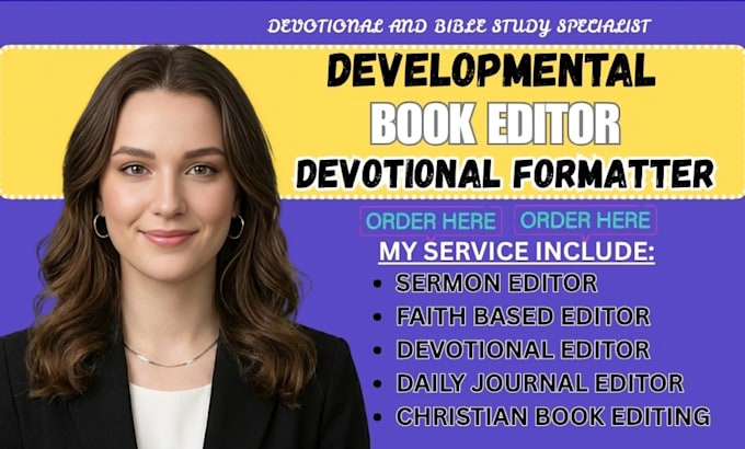 developmental edit, format journal, proofread devotional, christian book editor