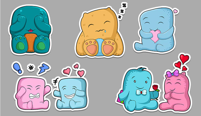 create cute cartoon animated stickers and emoji