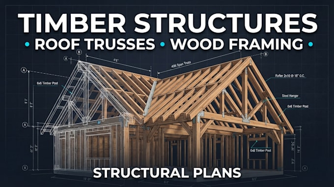 design timber structures, roof trusses, wood framing and structural plans