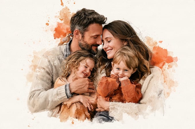 make watercolor family portrait