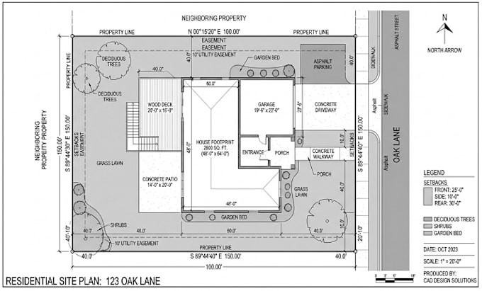 create an autocad site plan, plot plan, property plan, permit site drawing