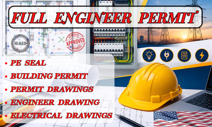 provide engineer permit drawings, building permit, mep design, USA engineer seal