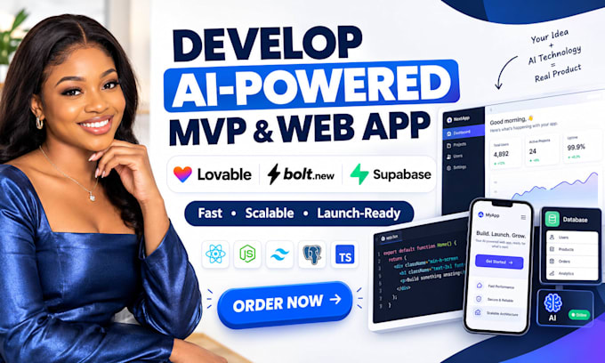 develop ai powered mvp, webapp with lovable dev, bolt new and supabase, saas app