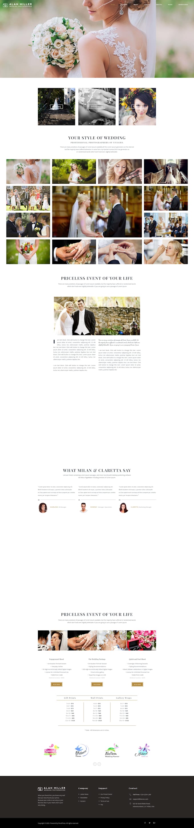 design wedding photographer website in wordpress