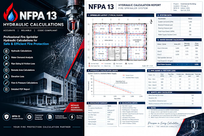 perform nfpa 13 fire sprinkler hydraulic calculations