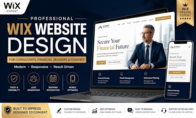 wix website design for consultant financial advisor website coach wix website