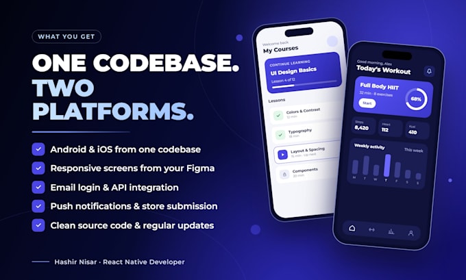 develop a react native mobile app mvp for android and ios
