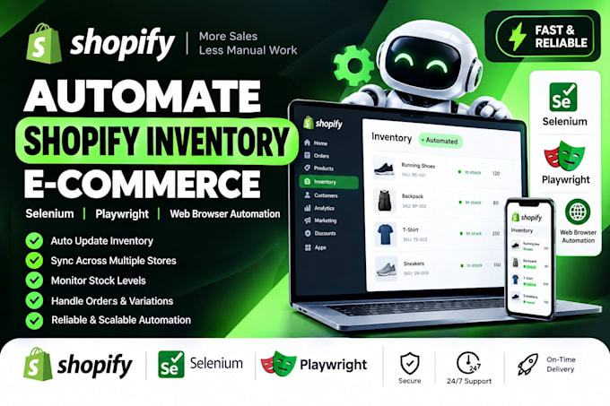 automate shopify inventory ecommerce selenium playwright web browser plimdor