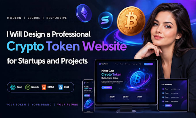 design a professional crypto token website for startups and projects