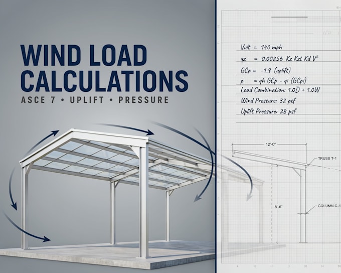 calculate wind loads provide structural engineering calculations