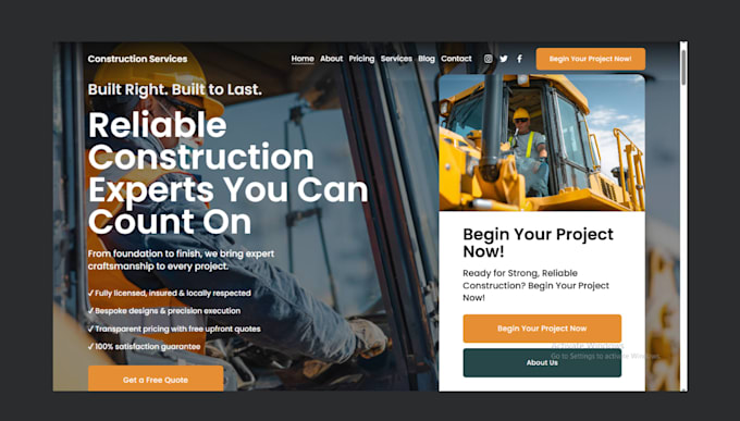 design a professional construction wordpress website