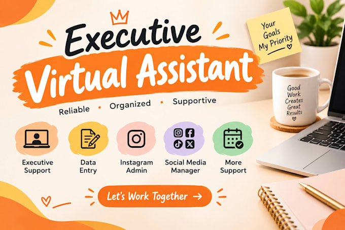 executive creative virtual assistant data entry insta admin social media manager