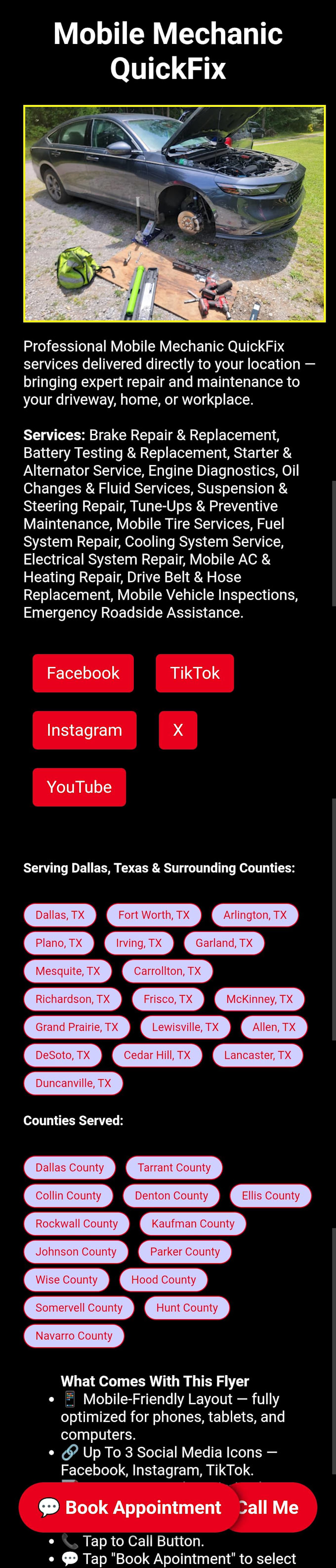 design a mobile digital flyer with a booking system