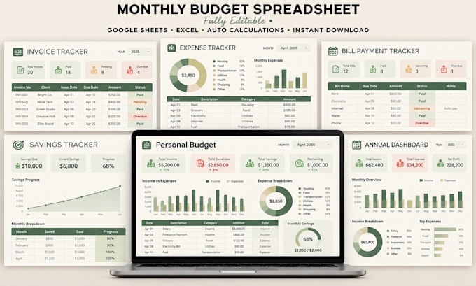 design editable excel google sheets budget invoice tracker spreadsheet templates