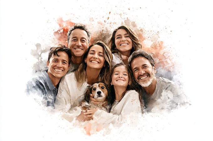 custom watercolor family portrait