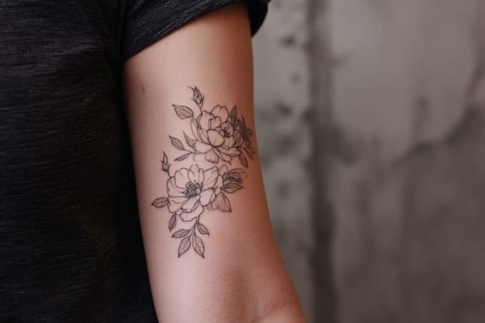create a cute minimalistic line art tattoo design