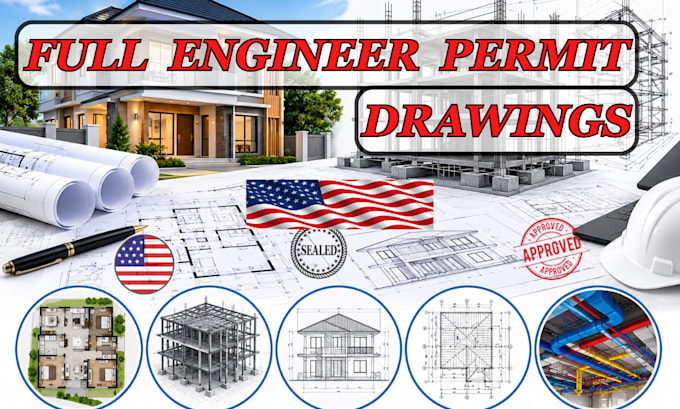 full engineer permit set, building permit, california engineer, engineer stamp