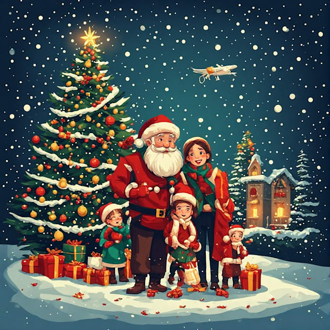 draw custom christmas caricatures for winter