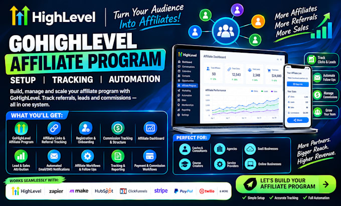 build gohighlevel affiliate program and referral tracking system