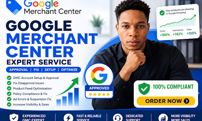 setup google merchant center, fix misrepresentation, suspension and shopping