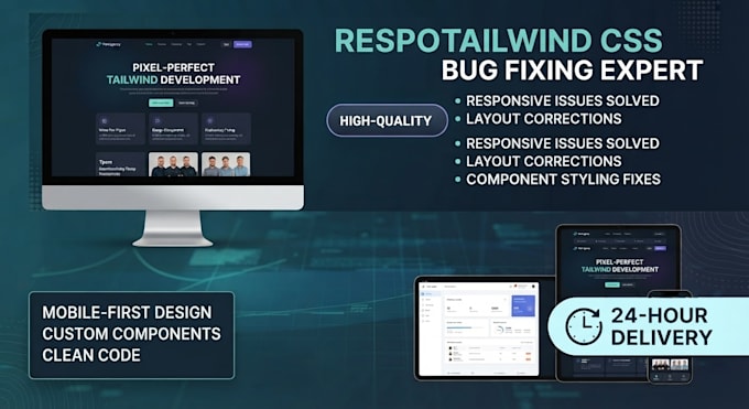 fix tailwind css bugs and design responsive frontend web pages