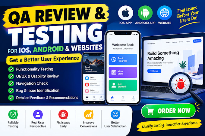 review and test ios app, website review, and android app user experience