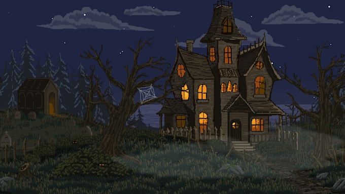 make pixel art scene or background