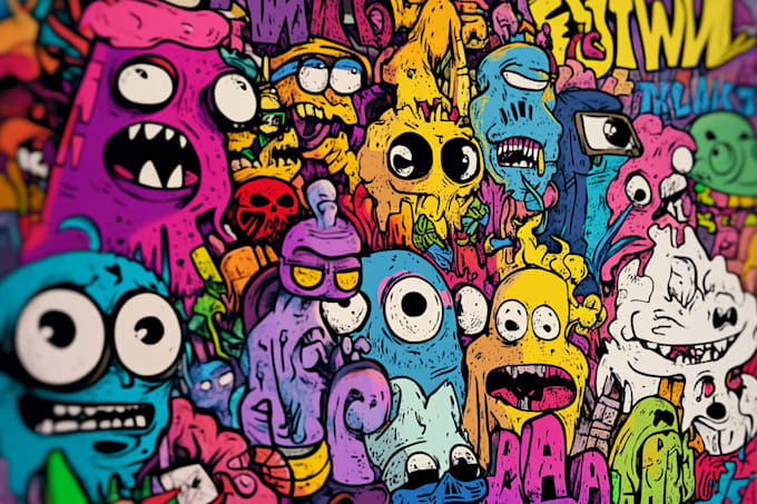 create doodle line art illustration