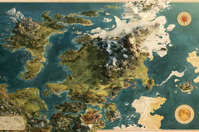 make fantasy map illustration for  novels and games
