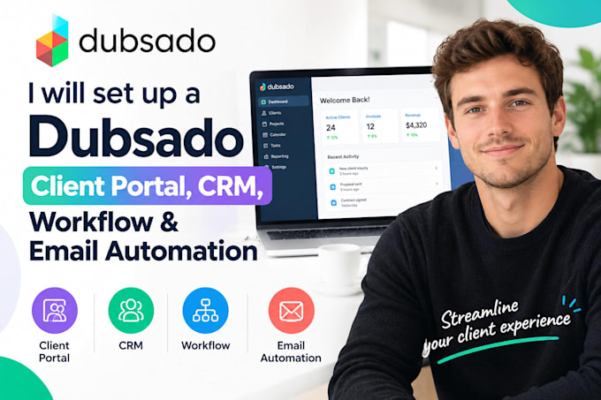 set up a dubsado client portal, CRM workflow and email automation