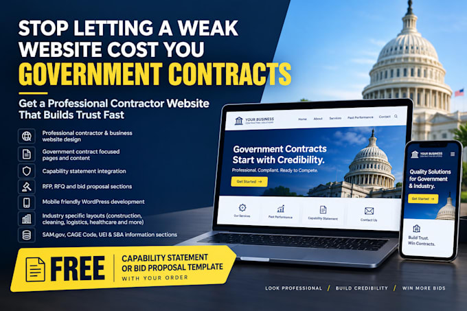 design a government contract business website with capability statement