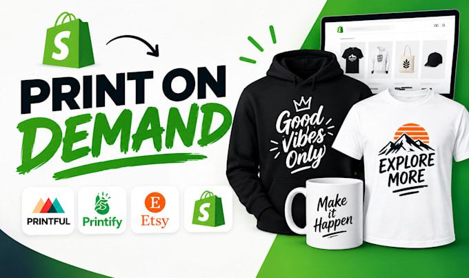 build shopify pod store, printful, printify etsy pod tshirt