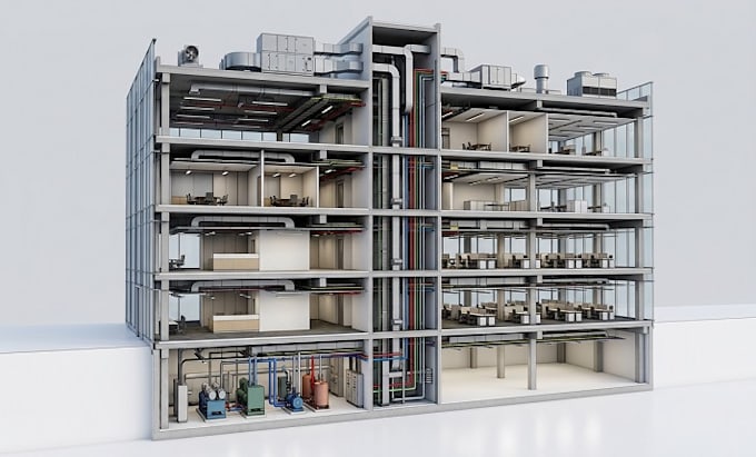 create revit mep model for hvac, plumbing, revit electrical, bim